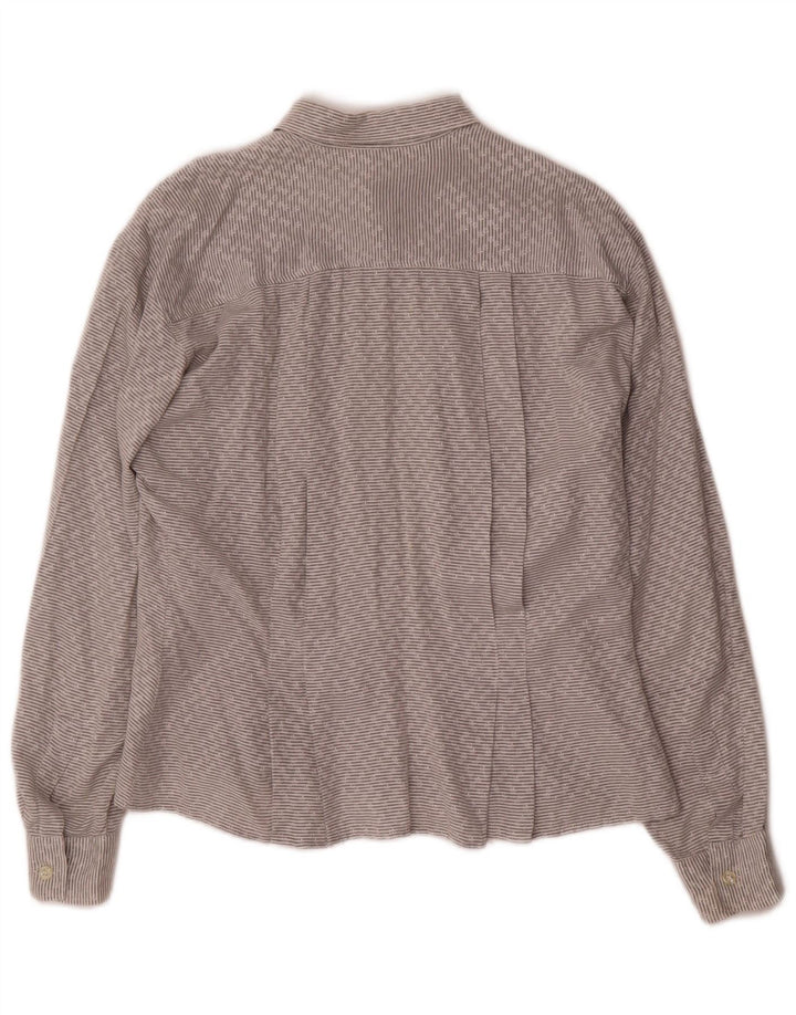 Stefanel Womens Shirt UK 16 Large Grey Pinstripe Acetate