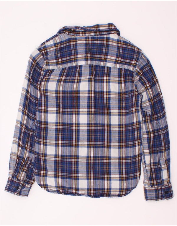 Fat Face Boys Flannel Shirt 8-9 Years Navy Blue Check Cotton
