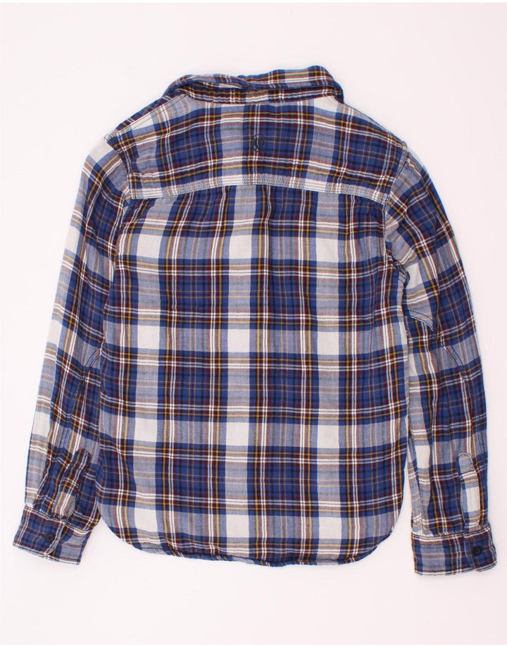 Fat Face Boys Flannel Shirt 8-9 Years Navy Blue Check Cotton