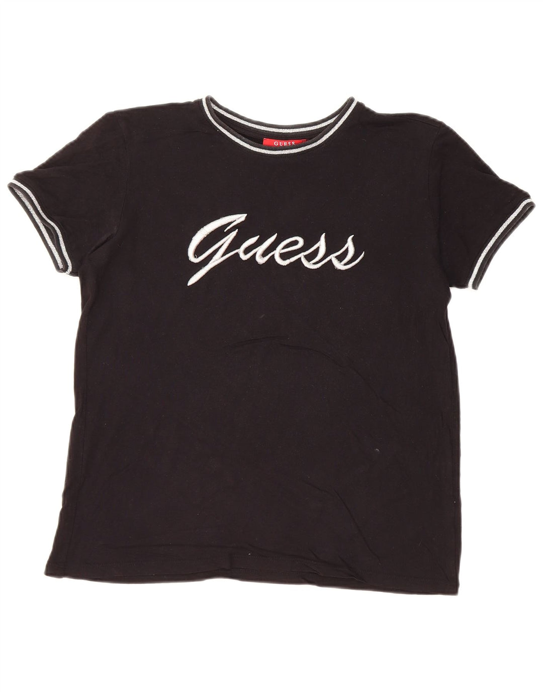 GUESS Womens Oversized Graphic T-Shirt Top UK 6 XS Black