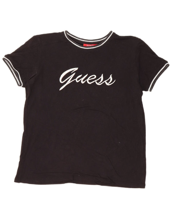 GUESS Womens Oversized Graphic T-Shirt Top UK 6 XS Black