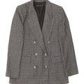 Zara Womens Double Breasted Blazer Jacket UK 10 Small Grey Check Polyester