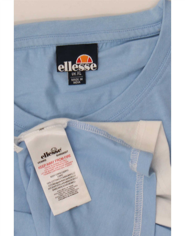 Ellesse Mens T-Shirt Top XL Blue Colourblock Cotton