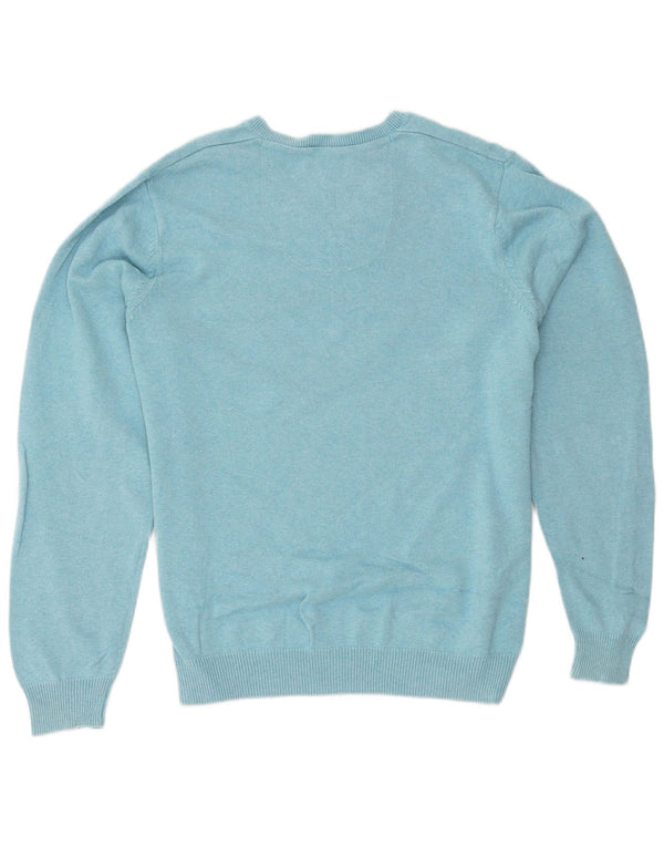 Marks & Spencer Mens Regular Fit V-Neck Jumper Sweater Large Blue Cotton