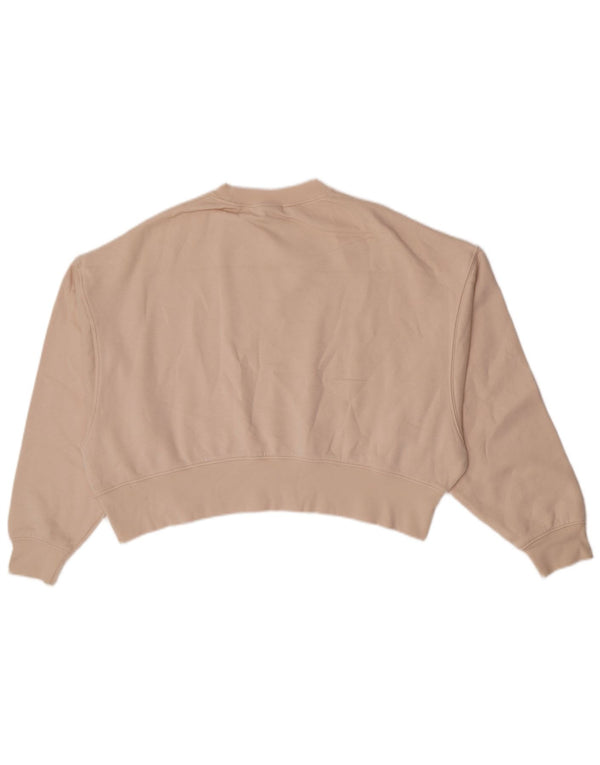 Nike Womens Oversized Sweatshirt Jumper UK 6 XS Beige Cotton