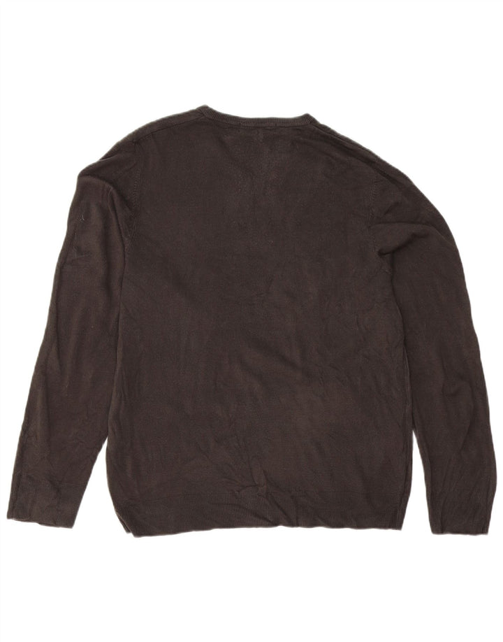 Marks & Spencer Mens V-Neck Jumper Sweater Large Grey Acrylic