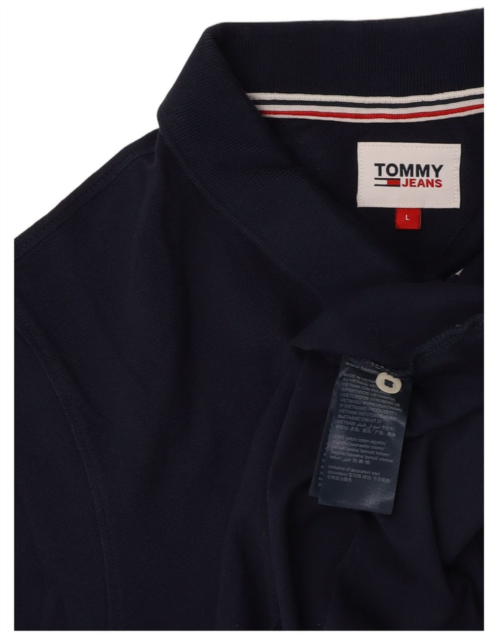 TOMMY HILFIGER Mens Polo Shirt Large Navy Blue Cotton