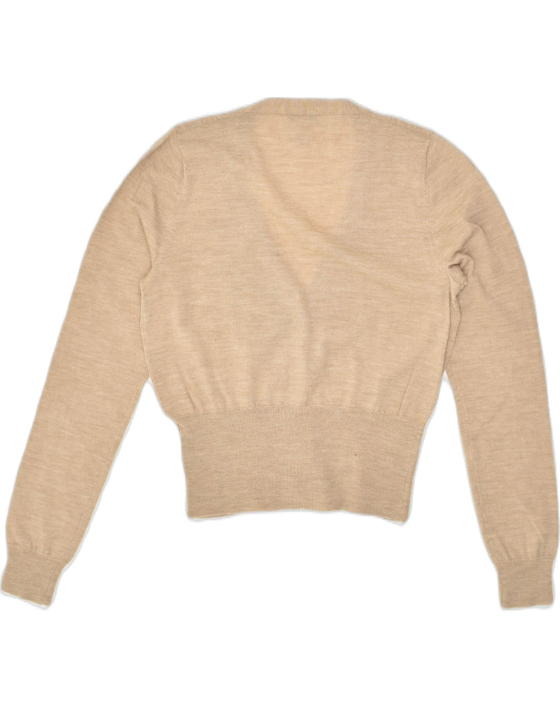 J. CREW Womens Cardigan Sweater UK 8 Small Beige Merino Wool | Vintage J. Crew | Thrift | Second-Hand J. Crew | Used Clothing | Messina Hembry 