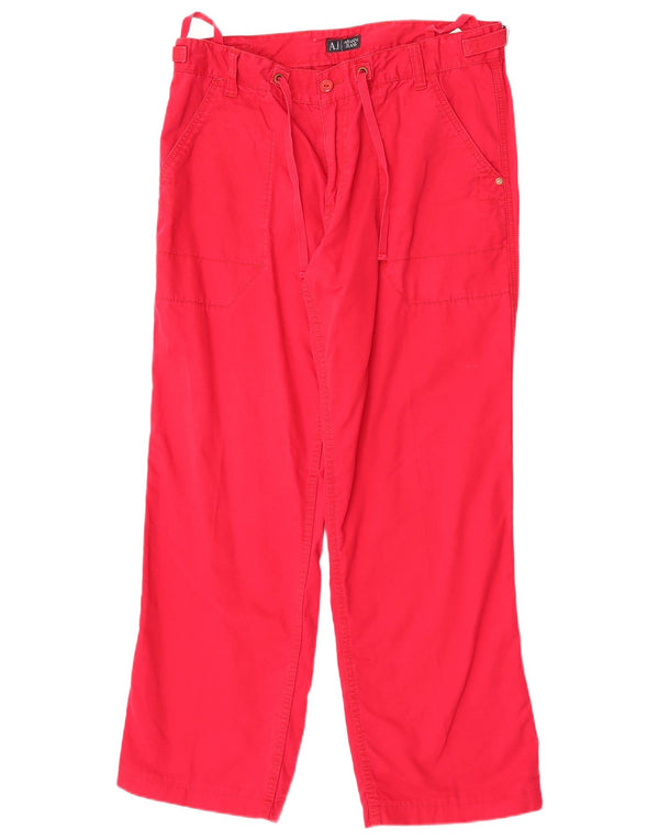 Armani Mens Straight Casual Trousers W34 L30 Red Cotton