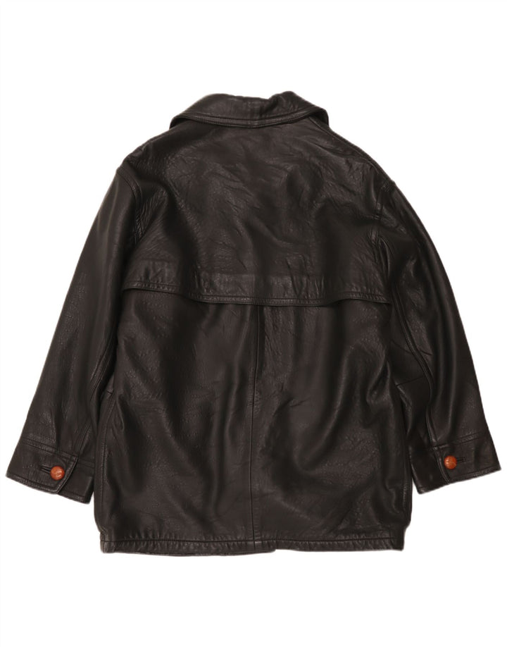 Henry Cottons Womens Oversized Leather Jacket IT 42 Medium Black Leather