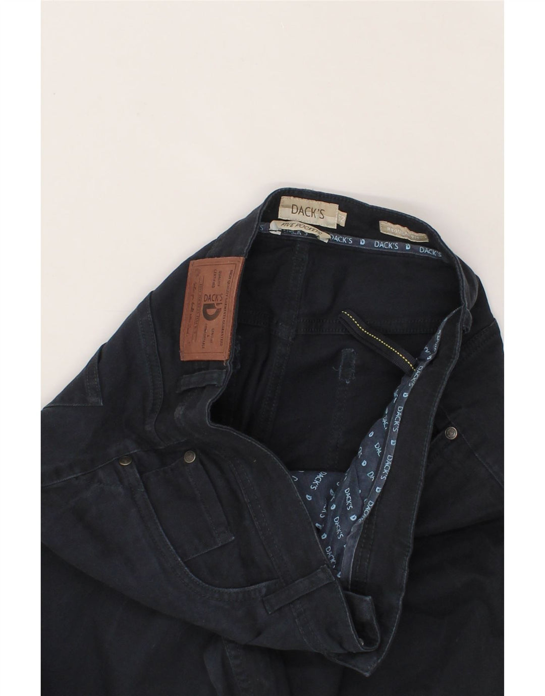 DACK'S Mens Regular Fit Casual Trousers IT 52 2XL W38 L31 Navy Blue Vintage Dack's and Second-Hand Dack's from Messina Hembry 