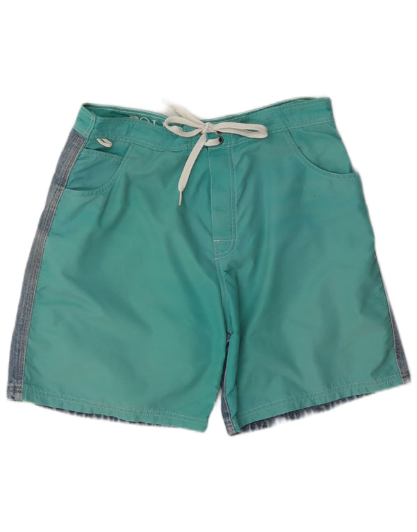 Sundek Mens Swimming Shorts Medium Green Colourblock Cotton