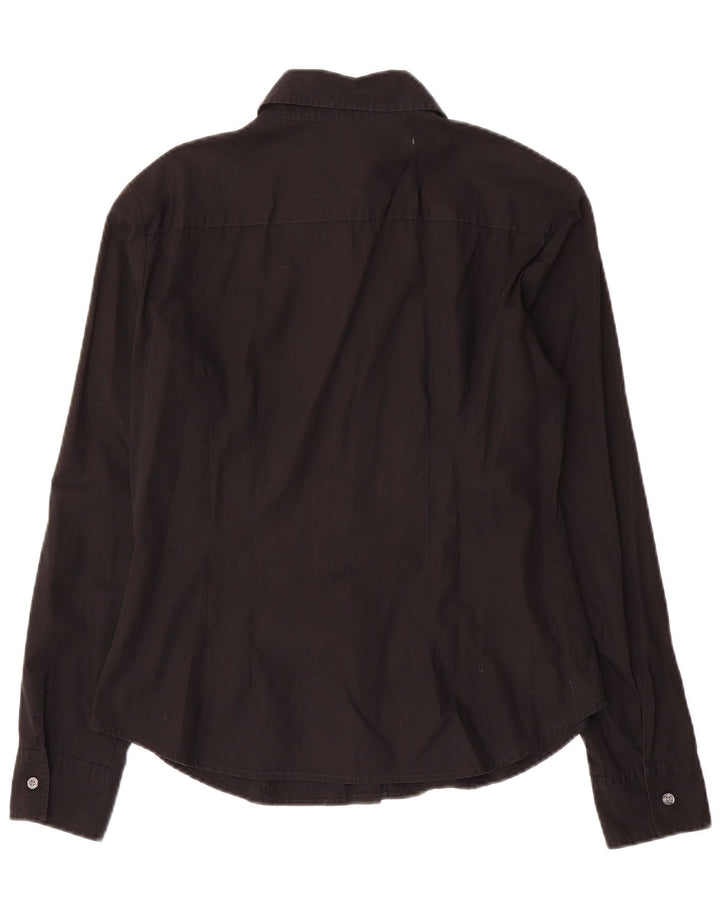 Benetton Womens Shirt UK 14 Medium Black Cotton