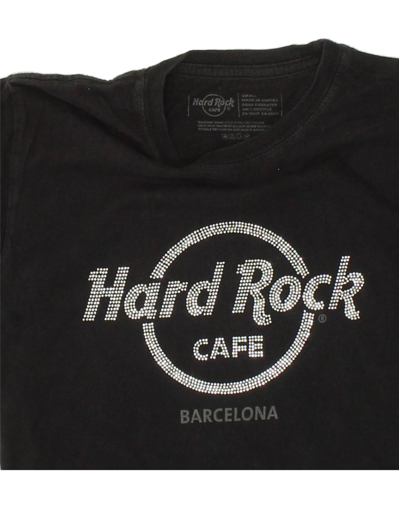 HARD ROCK CAFE Womens Barcelona Graphic T-Shirt Top UK 10 Small Black | Vintage Hard Rock Cafe | Thrift | Second-Hand Hard Rock Cafe | Used Clothing | Messina Hembry 