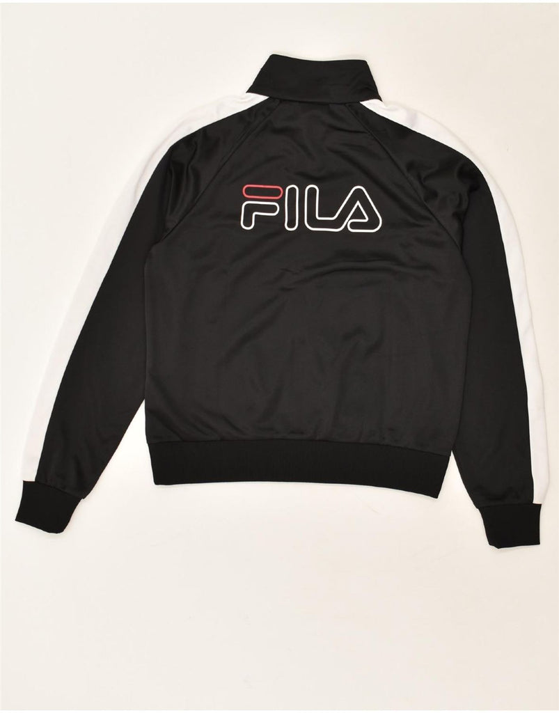 FILA Mens Graphic Tracksuit Top Jacket Small Black Colourblock Polyester | Vintage Fila | Thrift | Second-Hand Fila | Used Clothing | Messina Hembry 