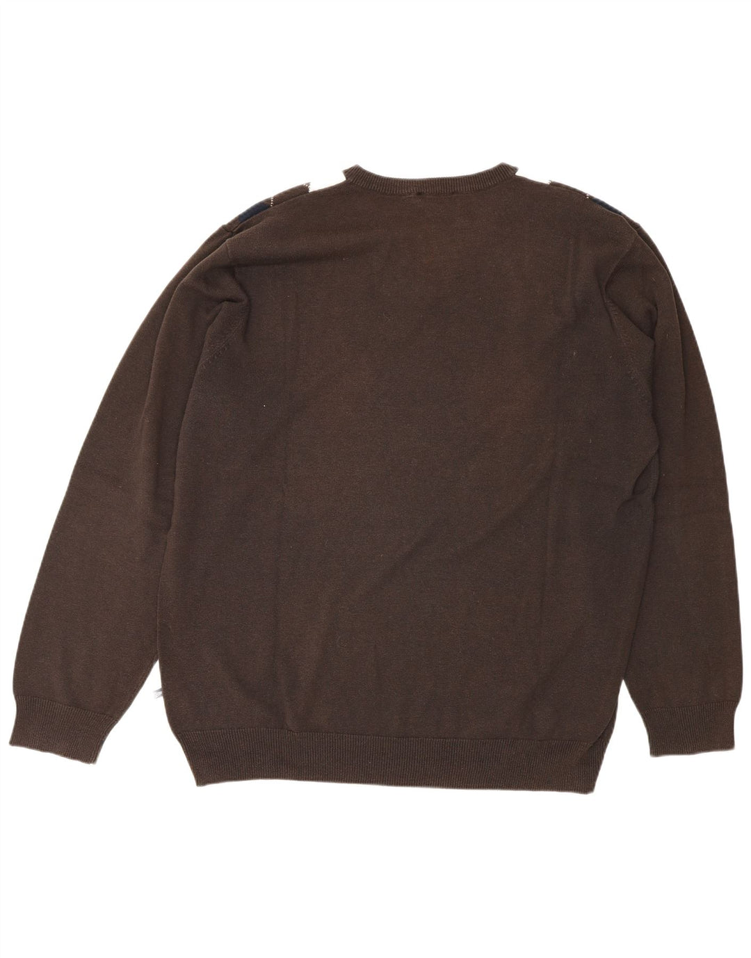Paul Smith Mens V-Neck Jumper Sweater XL Brown Argyle/Diamond