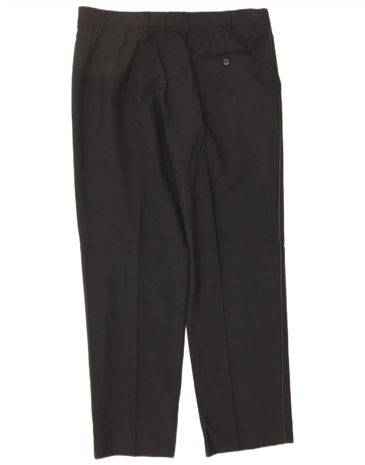 MARKS & SPENCER Mens Straight Chino Trousers W36 L31 Black Polyester