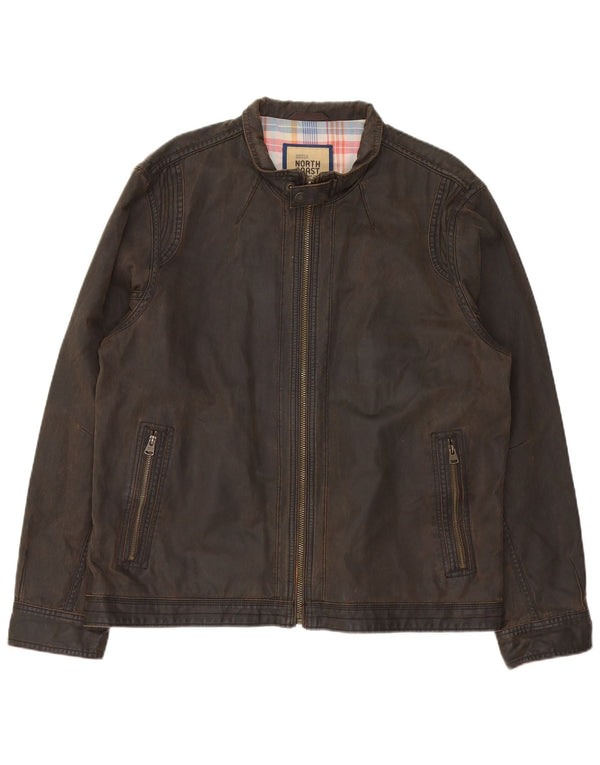 Marks & Spencer Mens North Coast Waxed Cotton Jacket UK 42 XL Brown