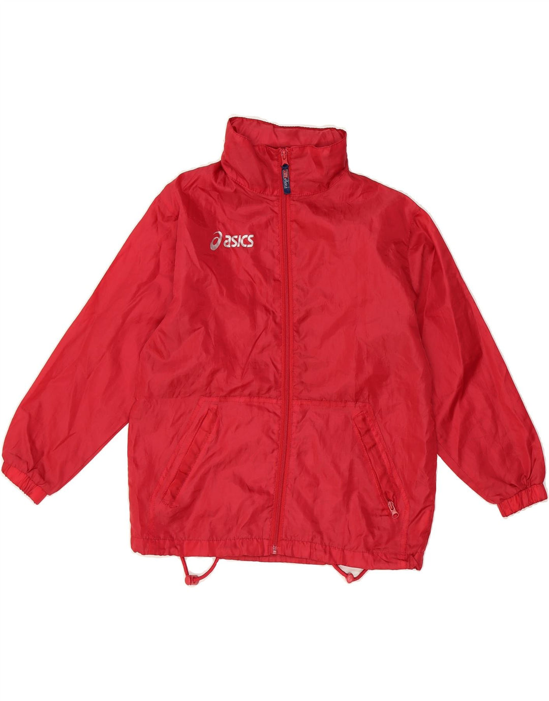 ASICS Boys Graphic Hooded Rain Jacket 9-10 Years Red Polyester Vintage Asics and Second-Hand Asics from Messina Hembry 