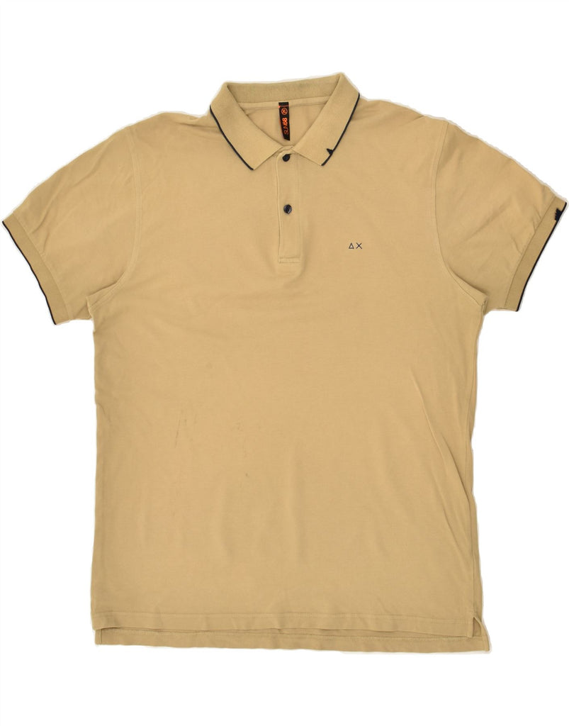 SUN68 Mens Polo Shirt XL Beige Cotton | Vintage Sun68 | Thrift | Second-Hand Sun68 | Used Clothing | Messina Hembry 