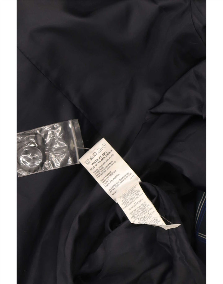 Marks & Spencer Womens Trench Coat UK 10 Small  Navy Blue Check Polyester