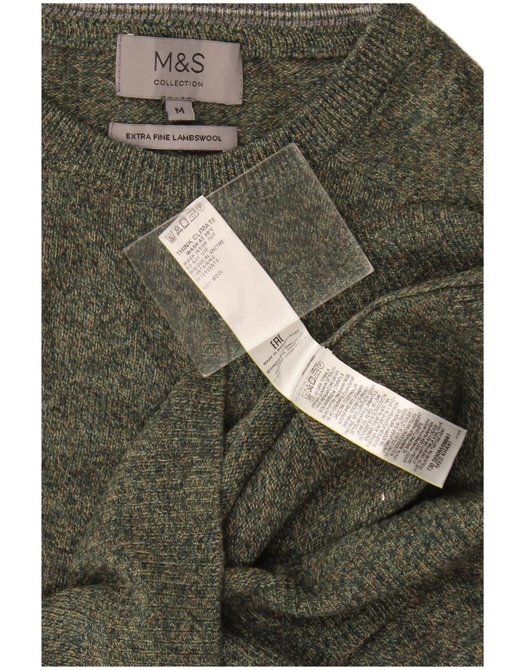 Marks & Spencer Mens Boat Neck Jumper Sweater Medium Green Flecked