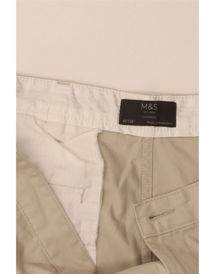 Marks & Spencer Mens Tapered Chino Trousers W40 L29 Beige Cotton