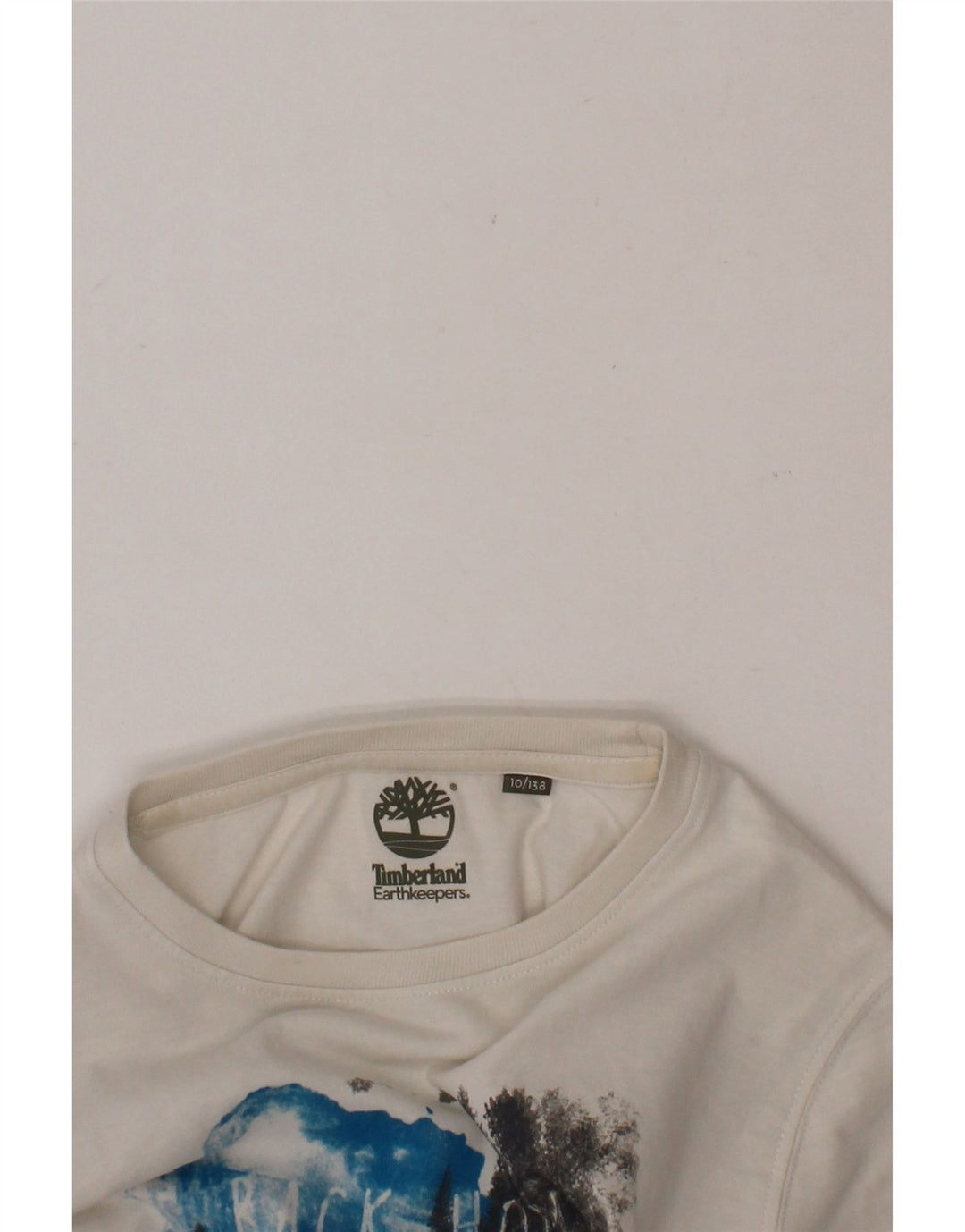 TIMBERLAND Boys Earthkeepers Graphic Top Long Sleeve 9-10 Years White Vintage Timberland and Second-Hand Timberland from Messina Hembry 