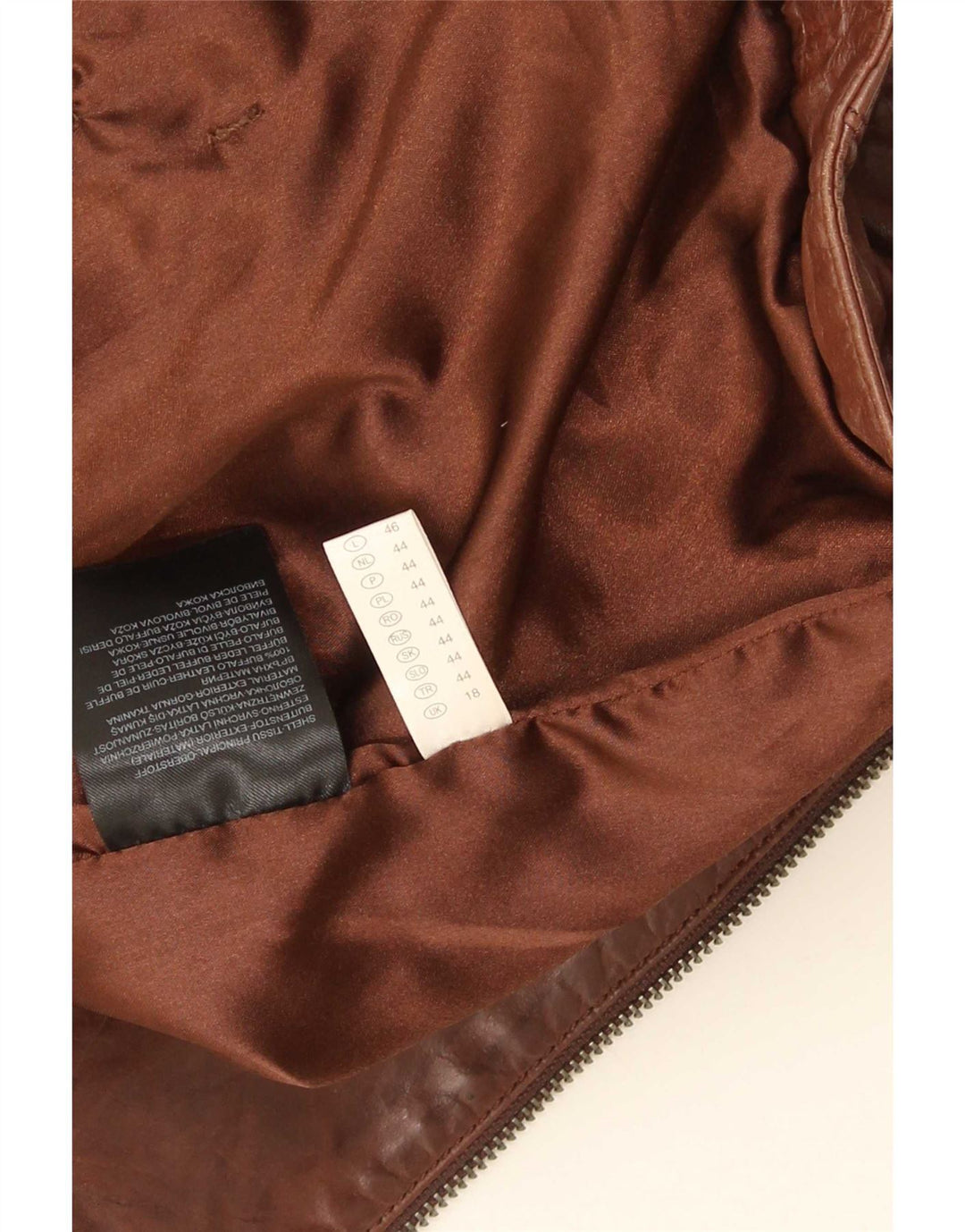 C & A Womens Leather Jacket UK 18 XL Brown