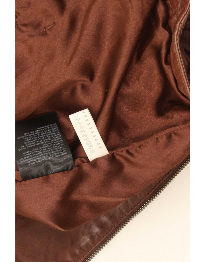 C & A Womens Leather Jacket UK 18 XL Brown