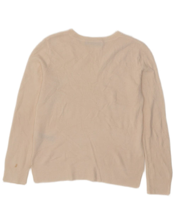 Marks & Spencer Womens Crew Neck Jumper Sweater UK 10 Small Beige Acrylic