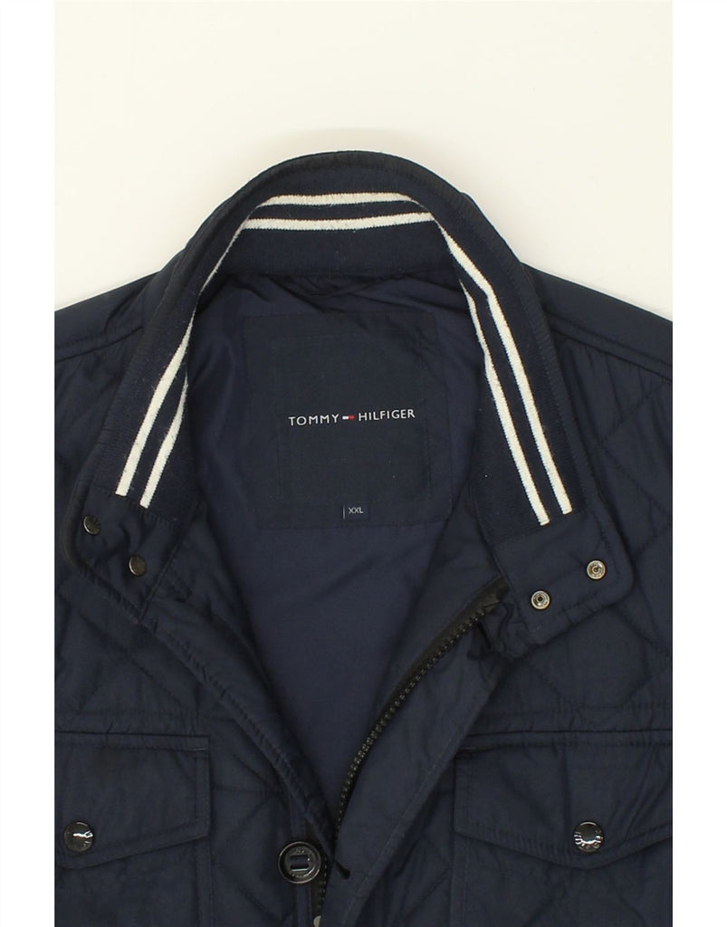 TOMMY HILFIGER Mens Quilted Jacket UK 44 2XL Navy Blue Polyester Vintage Tommy Hilfiger and Second-Hand Tommy Hilfiger from Messina Hembry 