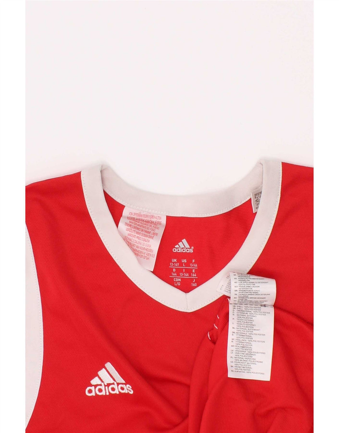 Adidas Boys Vest Top 13-14 Years Red Colourblock Polyester