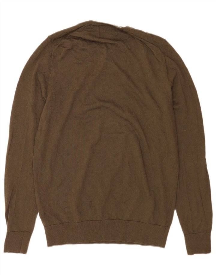 Marks & Spencer Womens Crew Neck Jumper Sweater UK 14 Medium Khaki