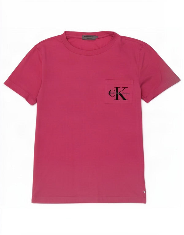 Calvin Klein Jeans Womens Regular Fit T-Shirt Top UK 16 Large Pink Cotton