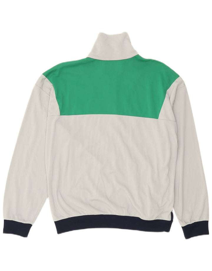 Vintage Mens Tracksuit Top Jacket Large White Colourblock Polyamide