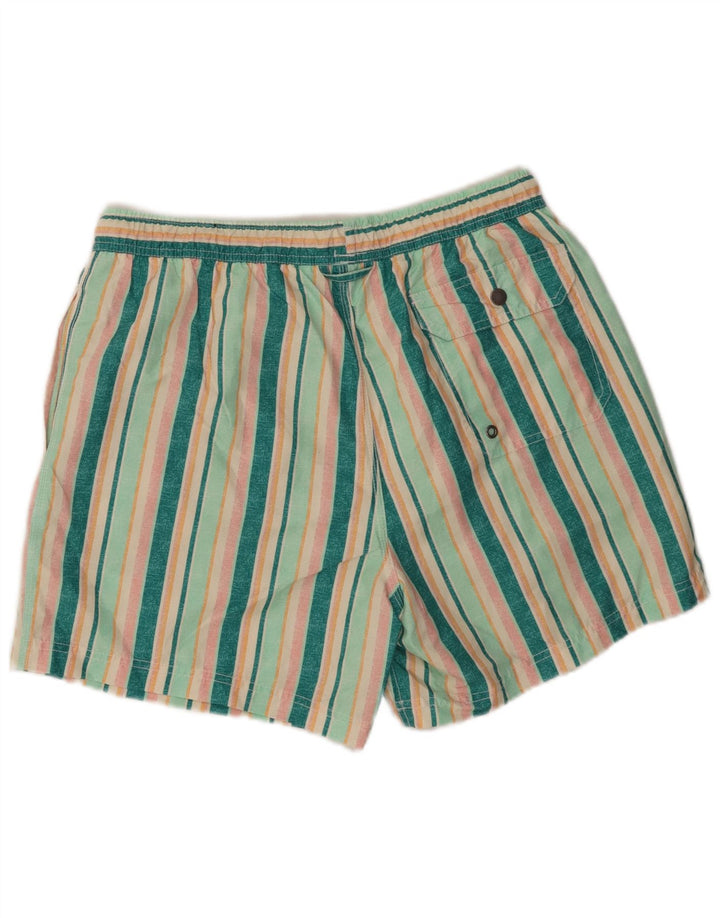 John Lewis Mens Swimming Shorts Medium  Green Striped Polyester
