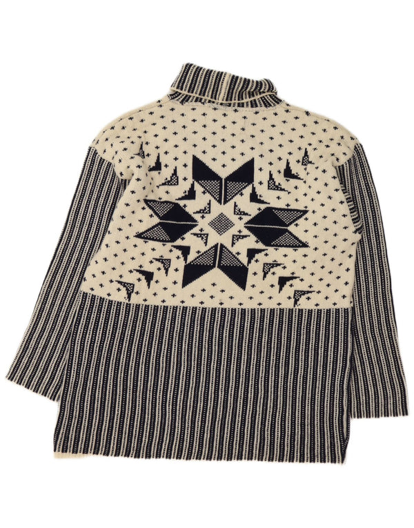 Ermenegildo Zegna Mens Roll Neck Jumper Sweater Large Navy Blue Fair Isle