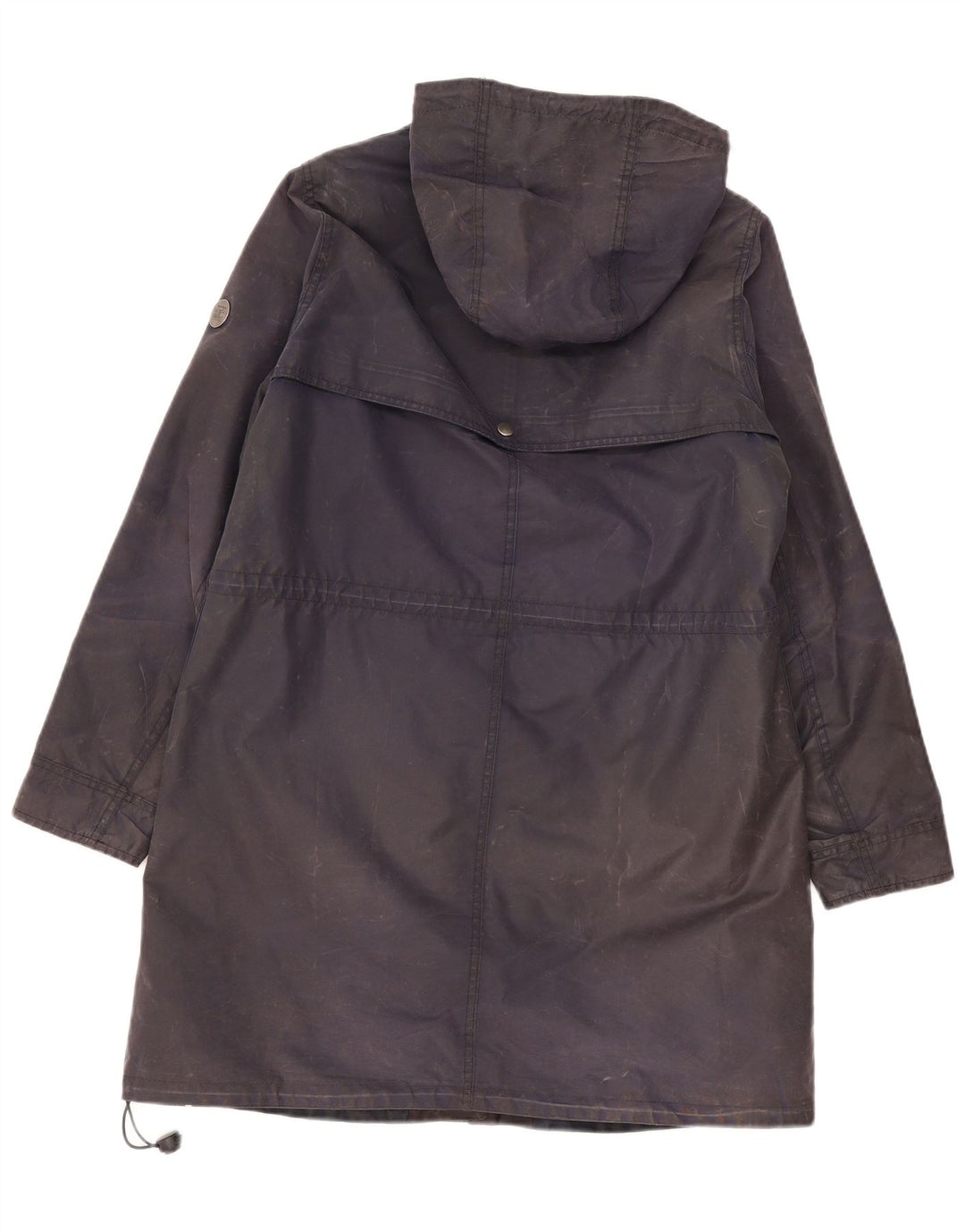 Barbour Womens Hooded Waxed Parka Jacket UK 12 Medium Navy Blue