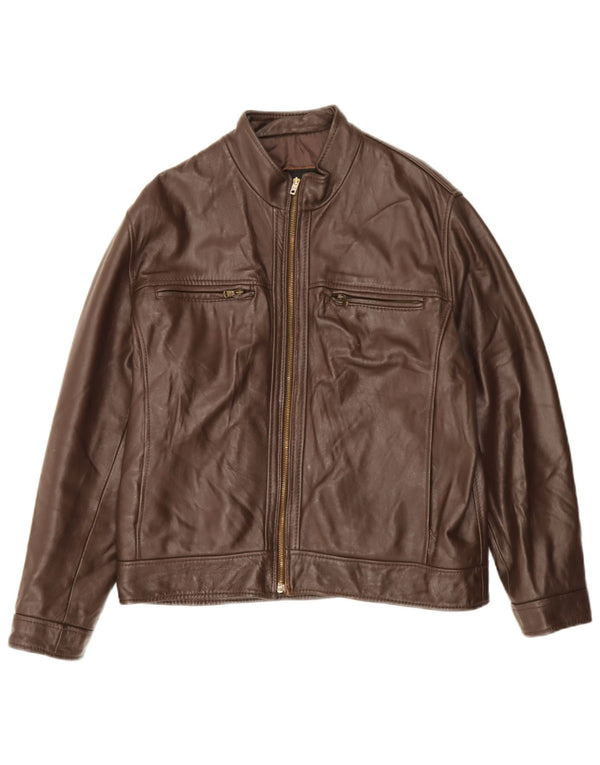 Emanuele Curci  Mens Bomber Leather Jacket UK 40 Large Brown