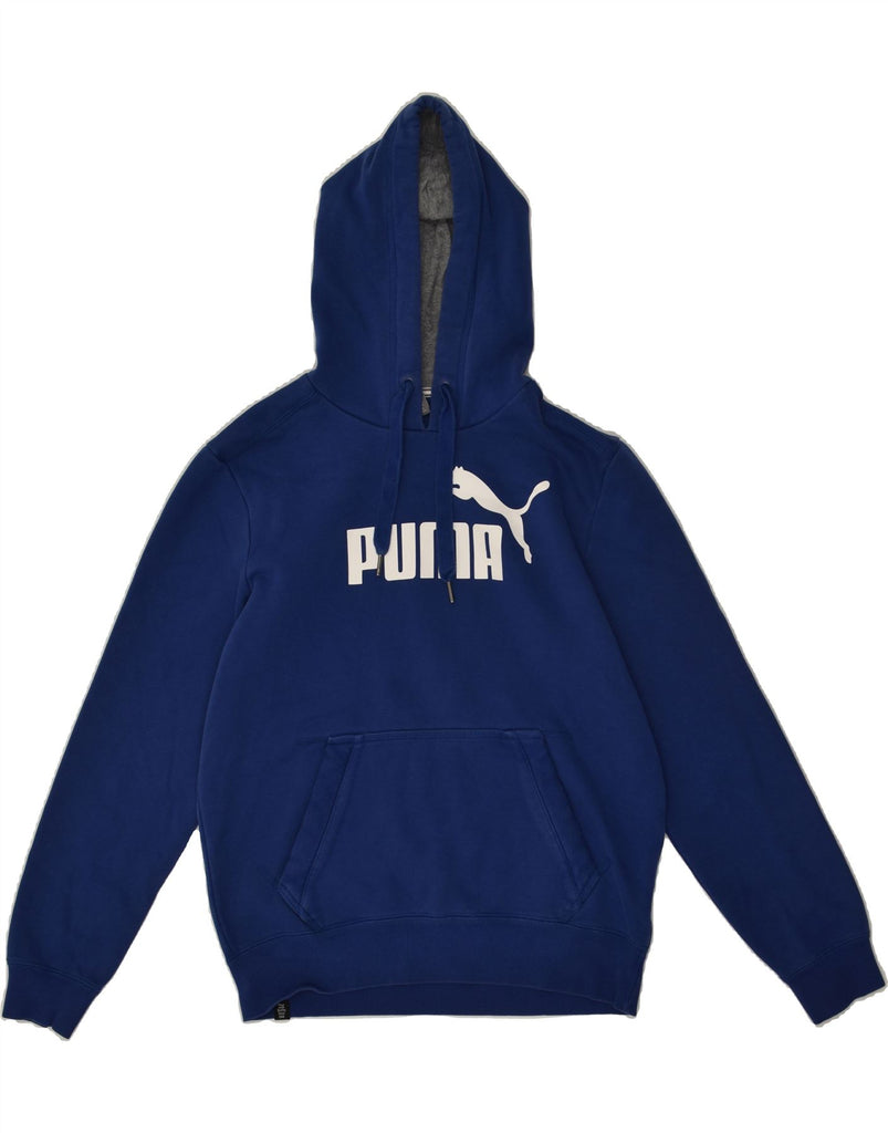 PUMA Mens Graphic Hoodie Jumper Small Navy Blue Cotton | Vintage Puma | Thrift | Second-Hand Puma | Used Clothing | Messina Hembry 