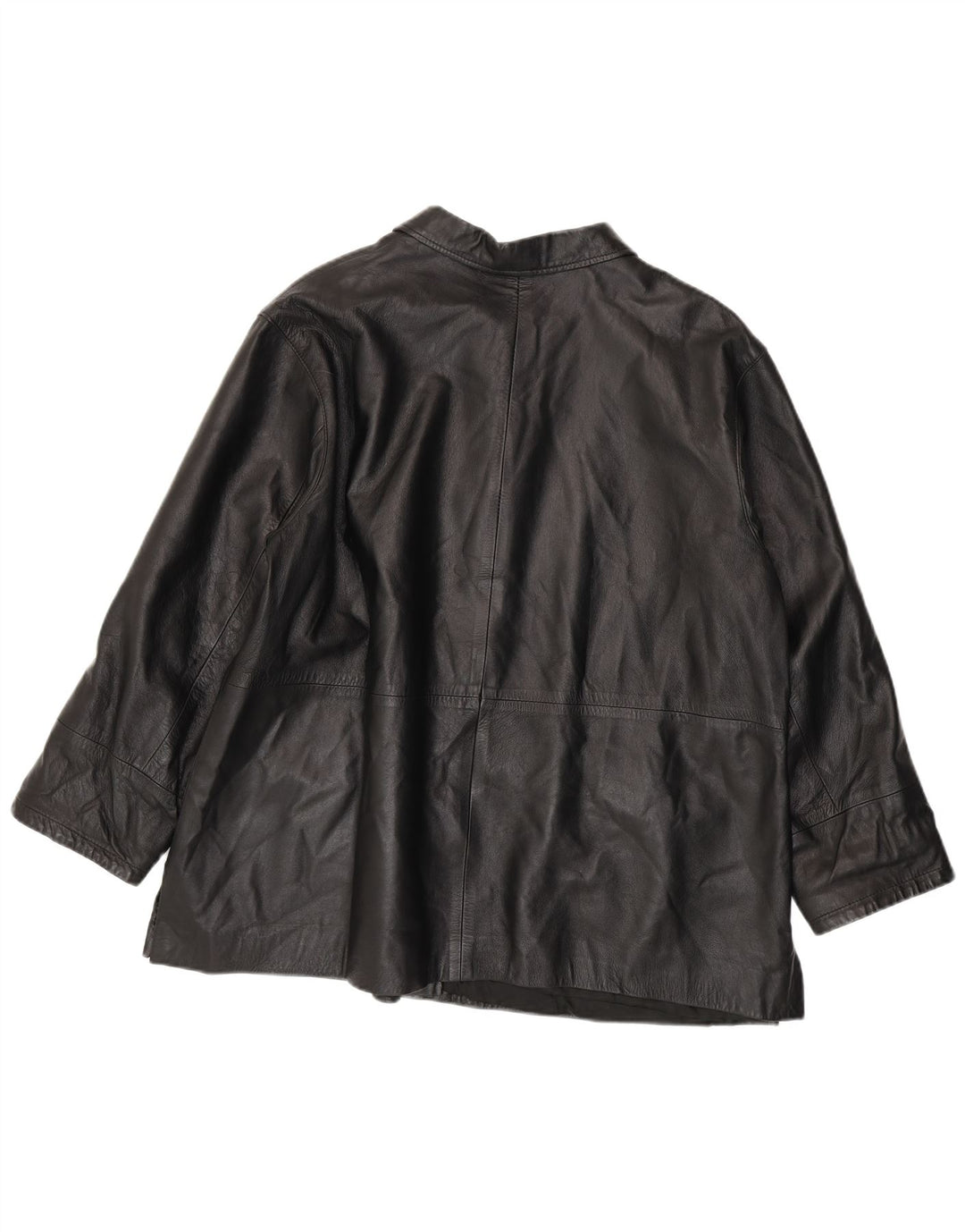 Vintage Womens Leather Jacket IT 56 3XL Black Leather