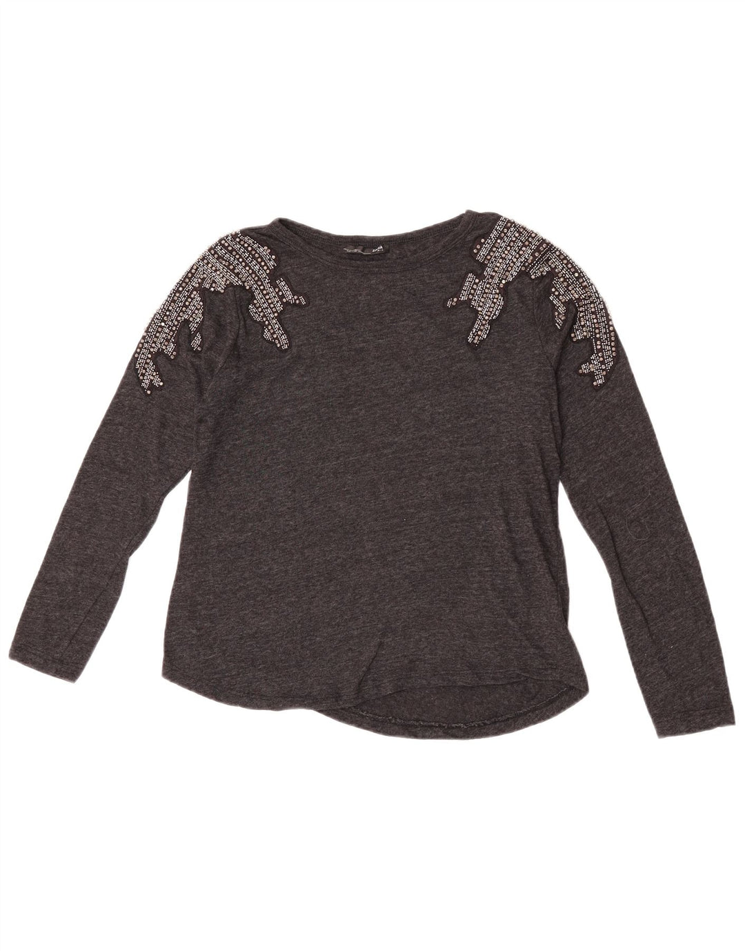 Zara Womens Blouse Top UK 10 Small Grey Cotton