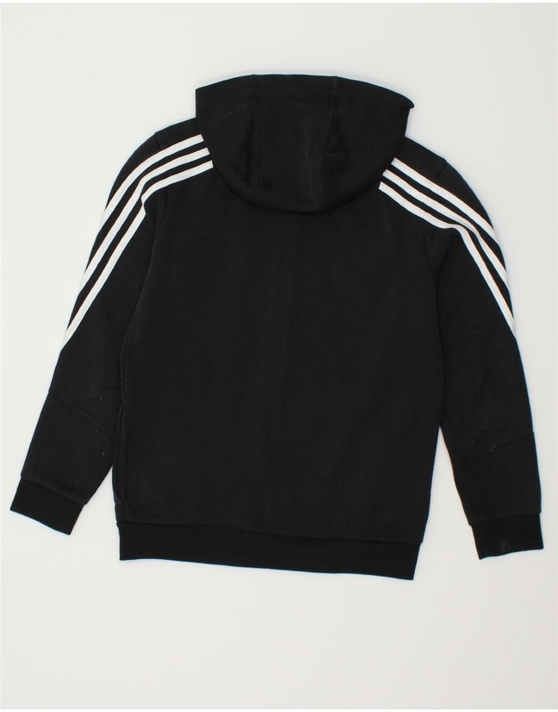 ADIDAS Boys Zip Hoodie Sweater 11-12 Years Black Cotton | Vintage Adidas | Thrift | Second-Hand Adidas | Used Clothing | Messina Hembry 