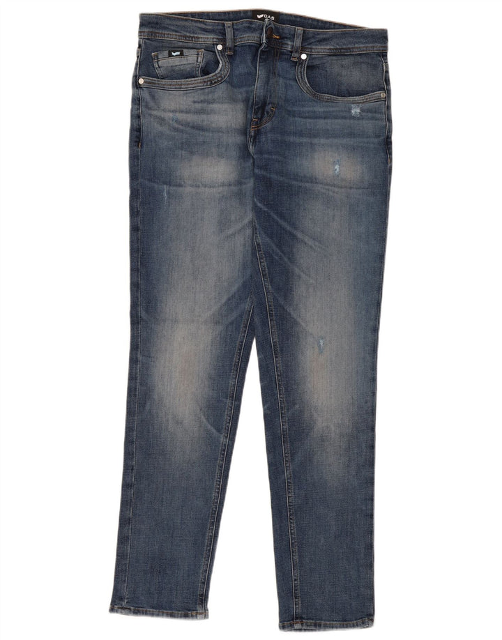 Gas Mens Distressed Slim Jeans W33 L30 Blue