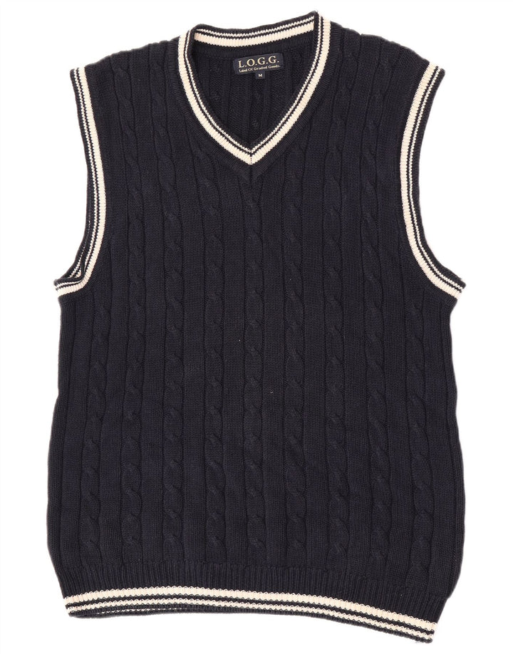 L.O.G.G Mens Vest Tank Top Medium Navy Blue Ramie