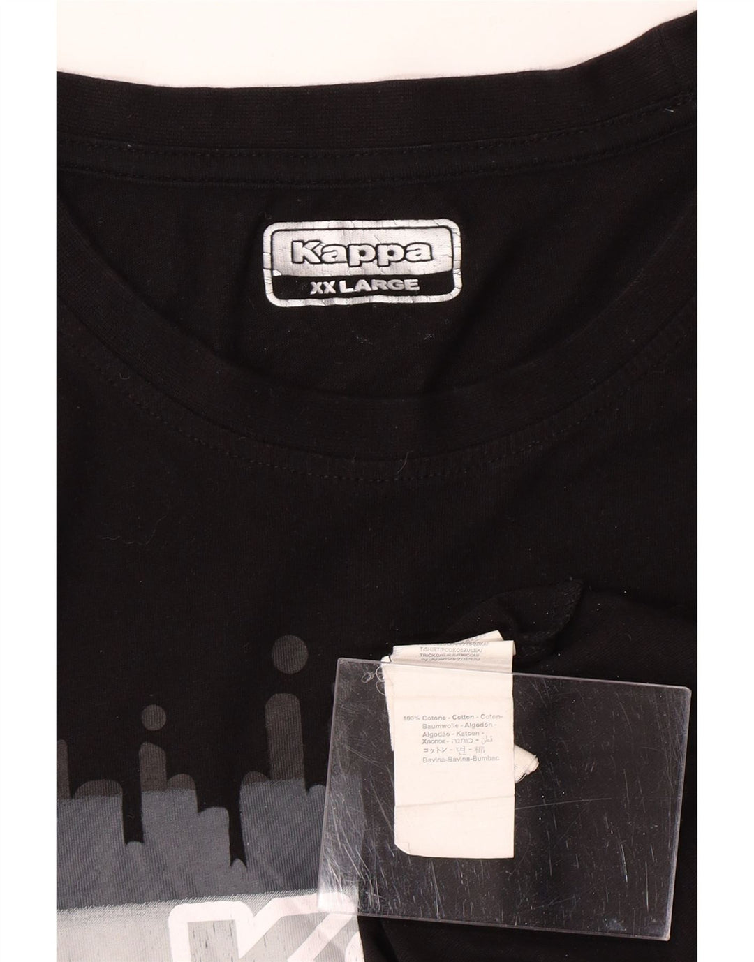 KAPPA Mens Graphic T-Shirt Top 2XL Black Cotton