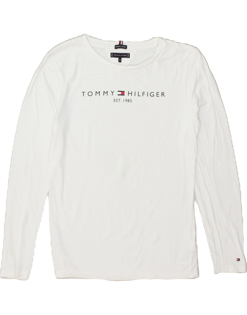 TOMMY HILFIGER Boys Graphic Top Long Sleeve 13-14 Years White Cotton | Vintage Tommy Hilfiger | Thrift | Second-Hand Tommy Hilfiger | Used Clothing | Messina Hembry 