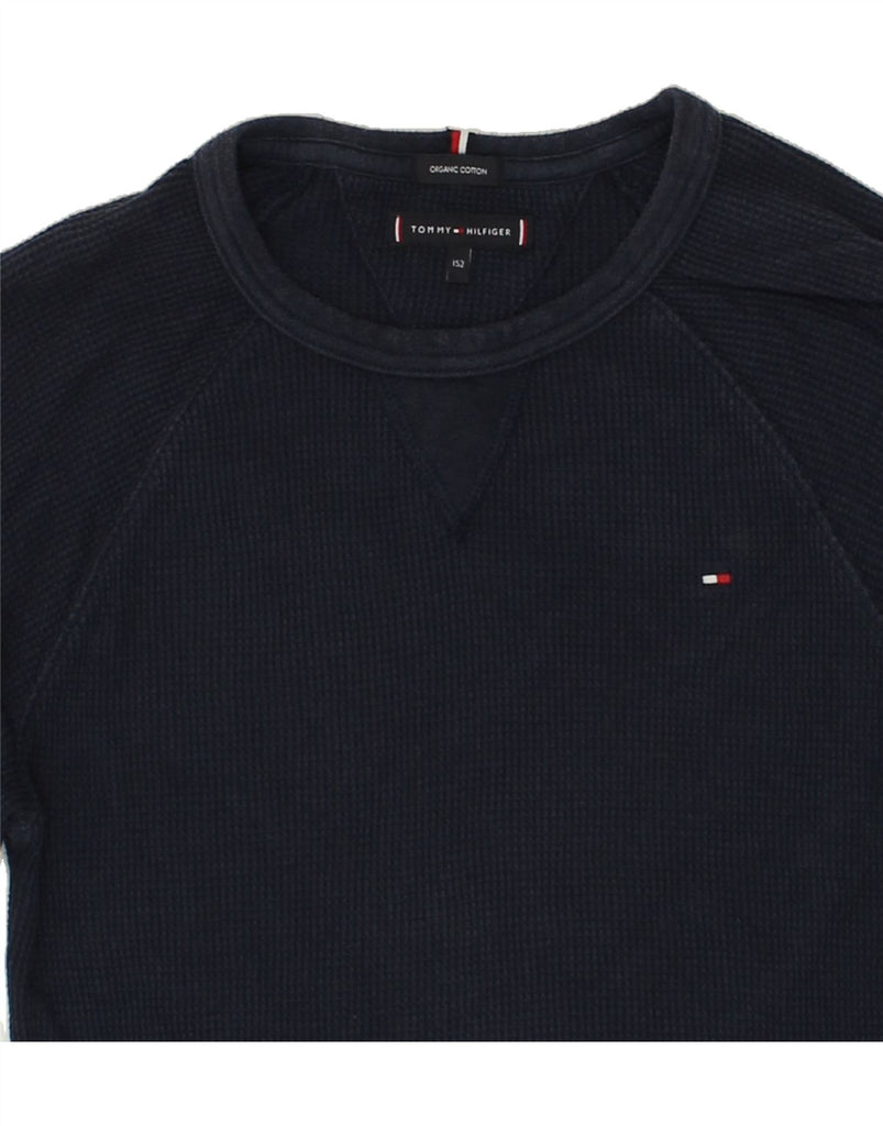 TOMMY HILFIGER Boys Sweatshirt Jumper 11-12 Years Navy Blue Cotton | Vintage Tommy Hilfiger | Thrift | Second-Hand Tommy Hilfiger | Used Clothing | Messina Hembry 