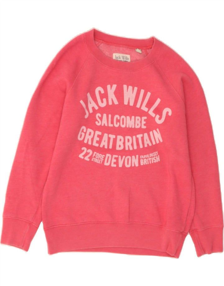 JACK WILLS Womens Salcombe Devon Sweatshirt Jumper UK 12 Medium Pink Vintage Jack Wills and Second-Hand Jack Wills from Messina Hembry 